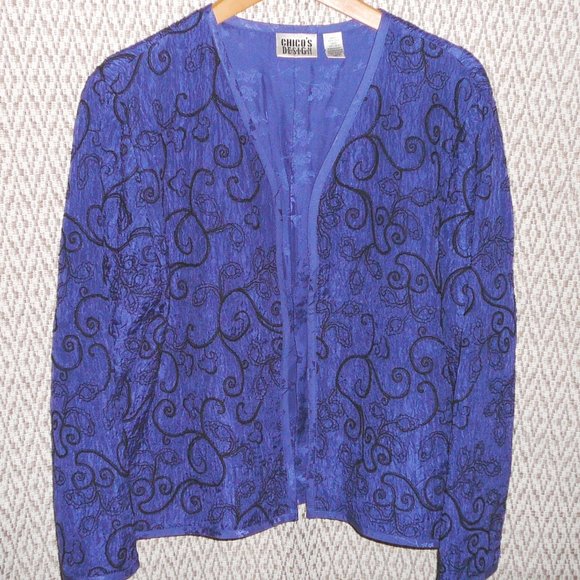 Vintage Chico/'s Size 1 Cream with Blue Print